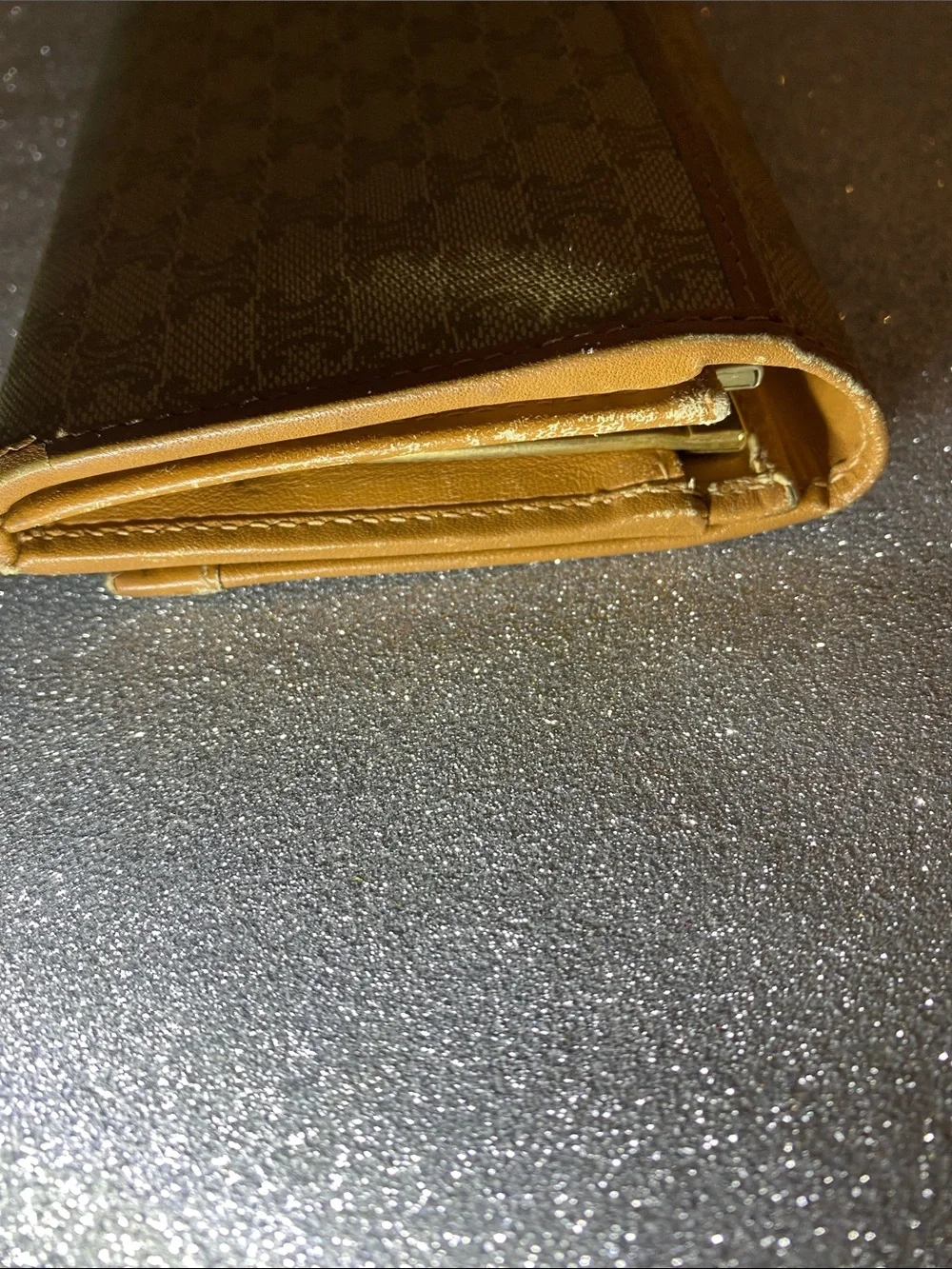 Celine Triomphe Macadam Vintage Wallet Long Snap Kisslock